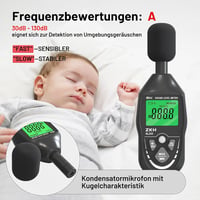 ZKH Digitális Hangerőmérő 30-130dB LCD Kijelzővel Zajmérő 4