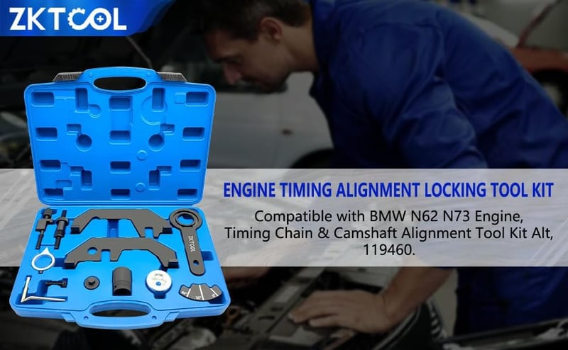 ZKTOOL Vezérműtengely Rögzítő Készlet BMW N62 N73 Motorokhoz - OEM 119460 Időzítő Lánc Szerelő Szett E60 E61 E63 E64 E65 E66 Modellekhez