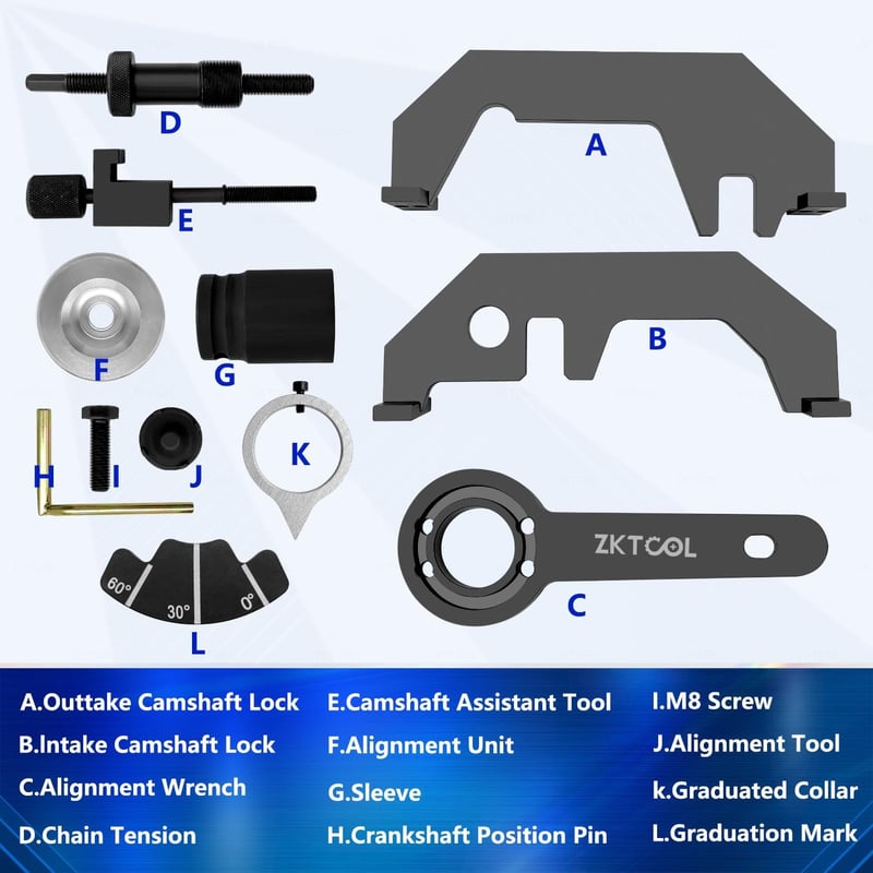ZKTOOL Vezérműtengely Rögzítő Készlet BMW N62 N73 Motorokhoz - OEM 119460 Időzítő Lánc Szerelő Szett E60 E61 E63 E64 E65 E66 Modellekhez