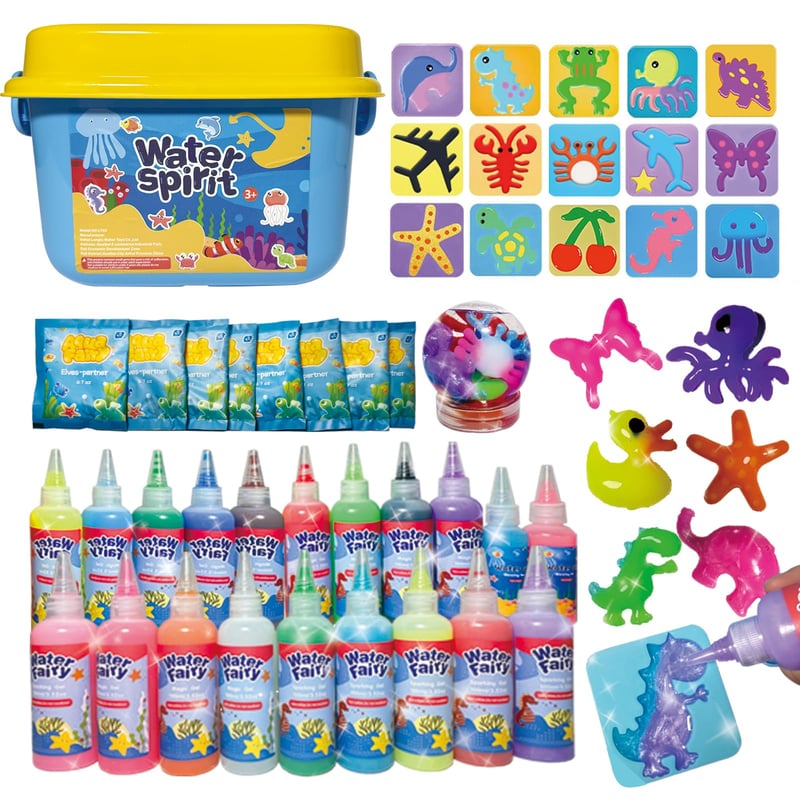 Set creativ ZLDHMA Aqua Gelz cu 50 de piese pentru copii, 100 ml, 20 de culori, gel magic 3D pentru apă, set de bricolaj, cadou pentru fete și băieți de 3 ani
