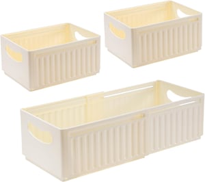 ZLLkeji sklopiva plastična kutija za pohranu - bež - 47,5x28x20 cm, 3 kom.