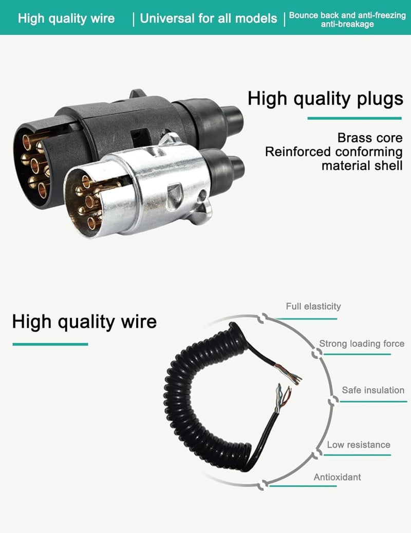 ZLXHDL 299cm Utánfutó Adapter 13-13 Pin Spirálkábel Sárgaréz Csatlakozó