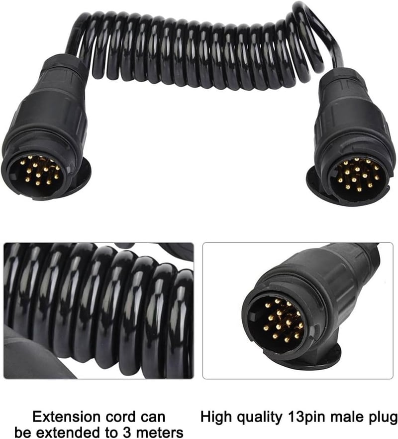 ZLXHDL 299cm Utánfutó Adapter 13-13 Pin Spirálkábel Sárgaréz Csatlakozó