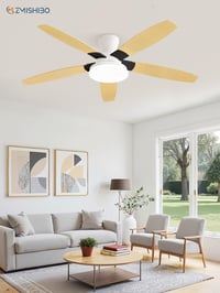 Ventilator de tavan ZMISHIBO cu iluminare, diametru 132 cm, motor DC eficient energetic, 6 viteze, 3 temperaturi de culoare, cu telecomandă 7
