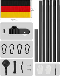 ZMTECH 6m Aluminium Zászlórúd Fekete, Kert és Otthon Dekorációhoz, Német Zászlóval - 6m (20FT), black 3