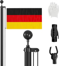 ZMTECH 6m Aluminium Zászlórúd Fekete, Kert és Otthon Dekorációhoz, Német Zászlóval - 6m (20FT), black 1
