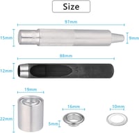 Zocipro 120 Darabos Fém Öljelet Készlet 10mm Lyukasztó Fogóval - Ruházat Sátor Ponyva Bőr Cipő Függöny Medence Takaró DIY Ezüst 7