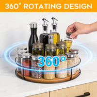 Zocipro 23 cm-ový otočný drevený organizér na koreničky – 360° otočný podnos do skriniek, na kuchynskú linku a stôl – Kuchynský organizér typu Lazy Susan 4