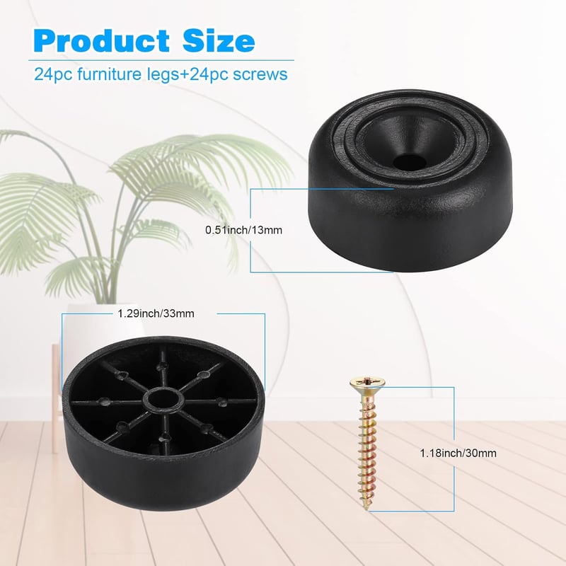 Zocipro 24 db bútor láb 33mm, csavarható bútor görgő, csúszásmentes szekrény láb