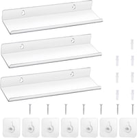 Zocipro 3 db Akril Fali Polc 30x7,9 cm Átlátszó Fúrás Nélkül Fotó Növény Konyha 1