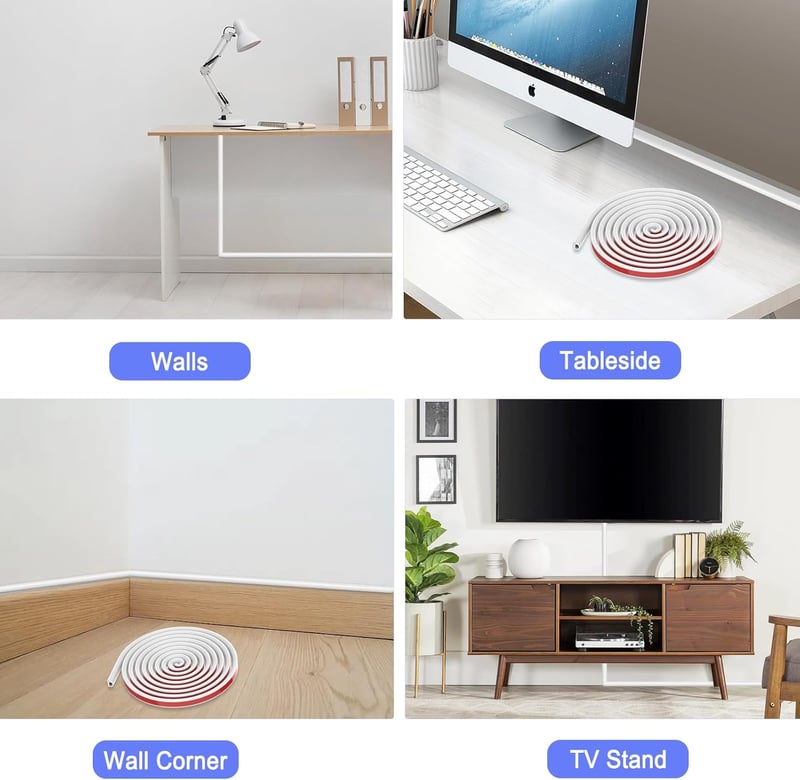 Zocipro 3 Méteres Fehér Kábelcsatorna Öntapadós Fali Kábelrejtő Félkör Alakú 14x10mm Rugalmas Kábelburkolat