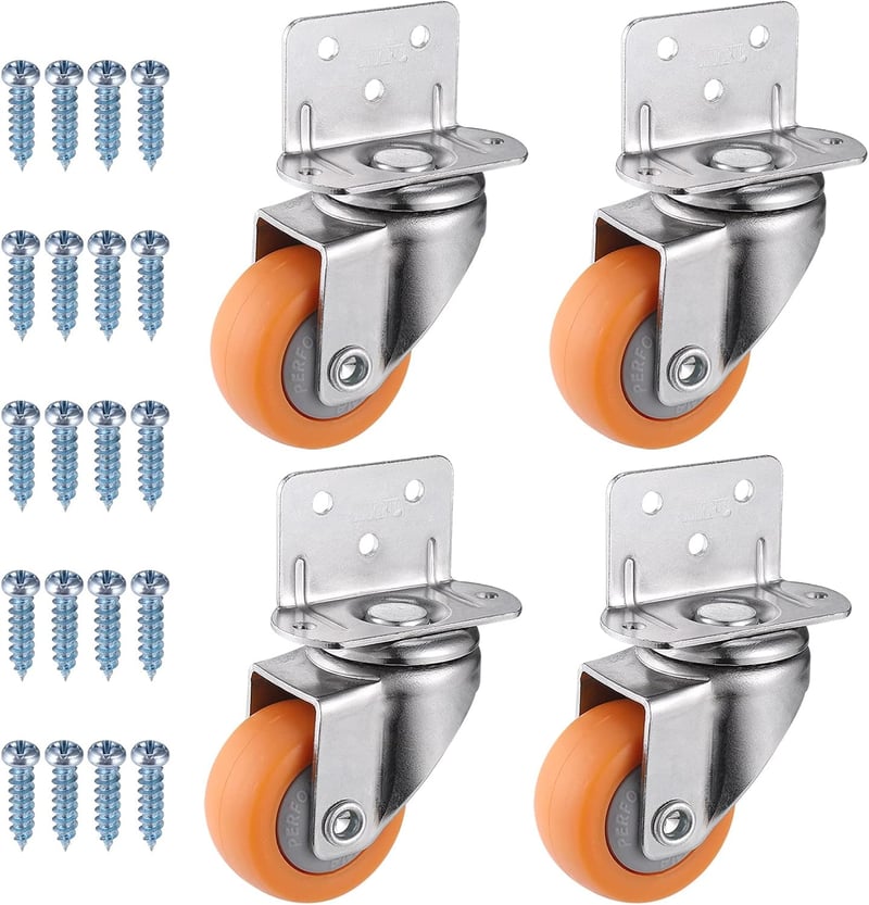 Zocipro 4 db 37 mm Forgó Bútorgörgő Csavarokkal, 360° Forgatható Kerék Bútorokhoz, 20 kg Teherbírás (Narancssárga)
