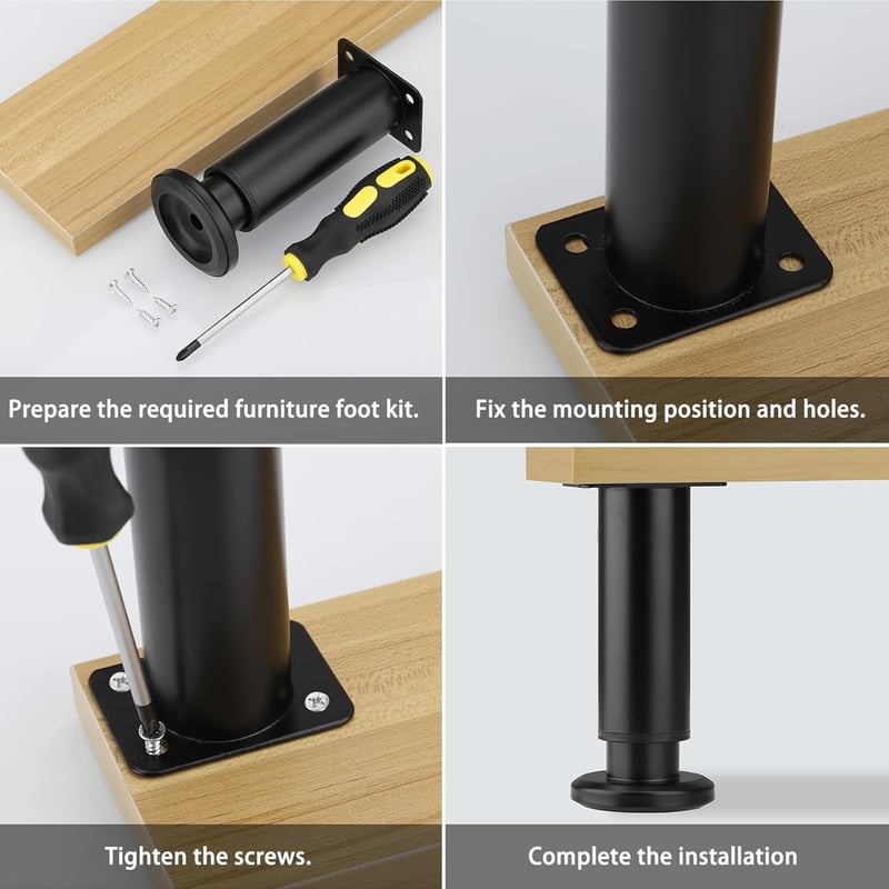 Zocipro 4 db állítható bútor láb 18-30 cm magasságú fém lábak csavarral