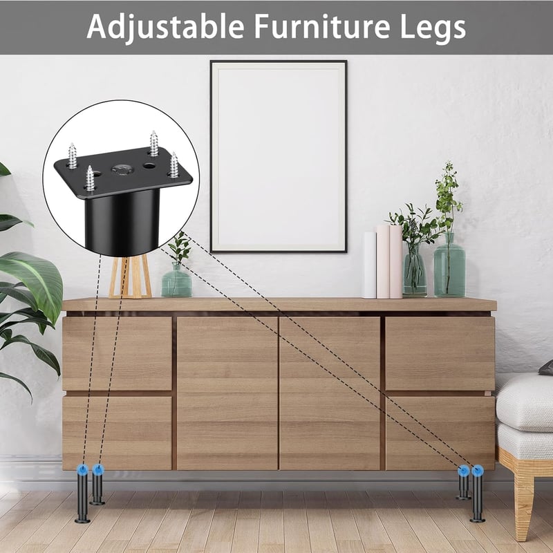 Zocipro 4 db állítható bútor láb 18-30 cm magasságú fém lábak csavarral