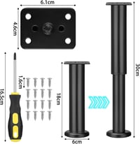 Zocipro 4 db állítható bútor láb 18-30 cm magasságú fém lábak csavarral 2