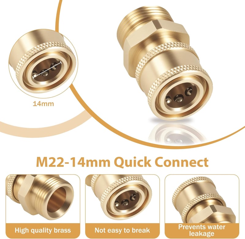 Zocipro 4 részes M22 nyomásmosó adapter készlet, gyorscsatlakozó, 5000 PSI