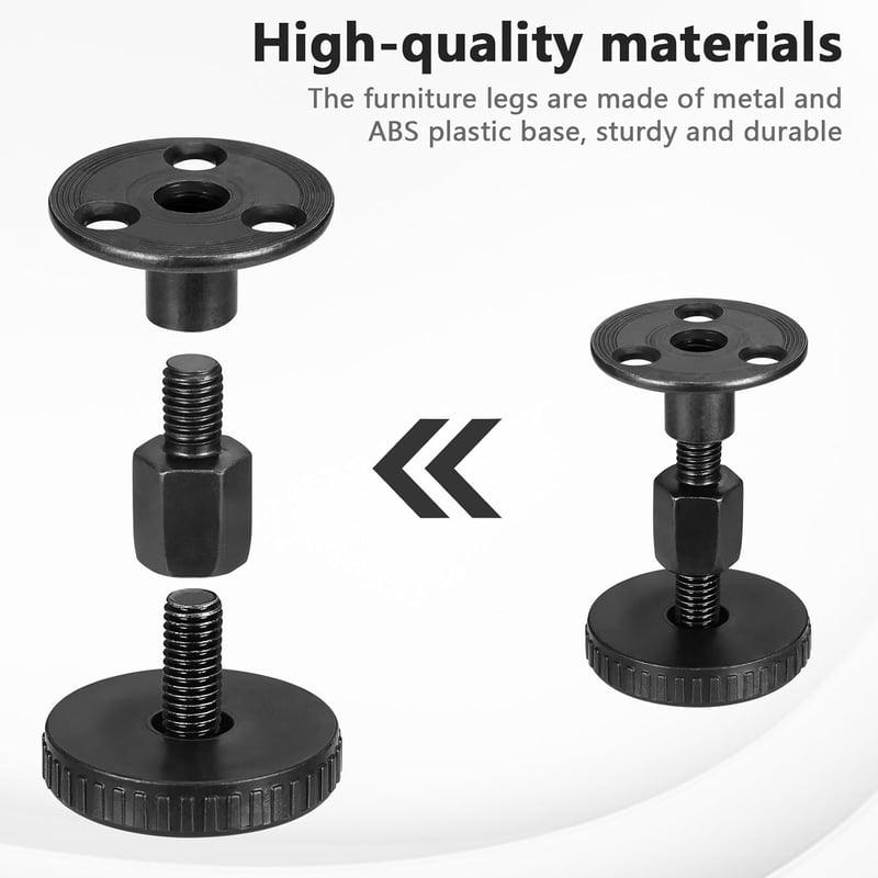 Zocipro Állítható Bútorláb Szett 4 db, 27-45 mm Magasság Állítható Fekete Láb 3M Ragasztóval Asztal Szekrény Bútor