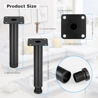 Zocipro Állítható Bútorlábak 4 db-os Szett 15 cm Fekete Fém Kanapé Szekrény Asztal Lábak 200 kg Teherbírás 3