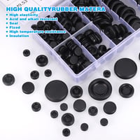Zocipro Gumi Kábelátvezetők Készlet 200 db - Fekete Gumidugók 7 Méretben Kábelek Védelmére 7-25mm Átmérővel 8