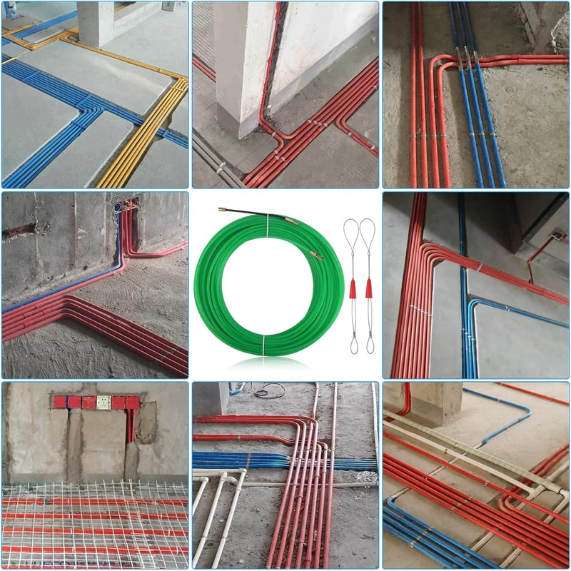 Zocipro Kábelhúzó Segédeszköz 20m Húzódrót 2 Vezetőrugóval φ4mm Kábelfektető Szalag Üres Csövekhez Zöld