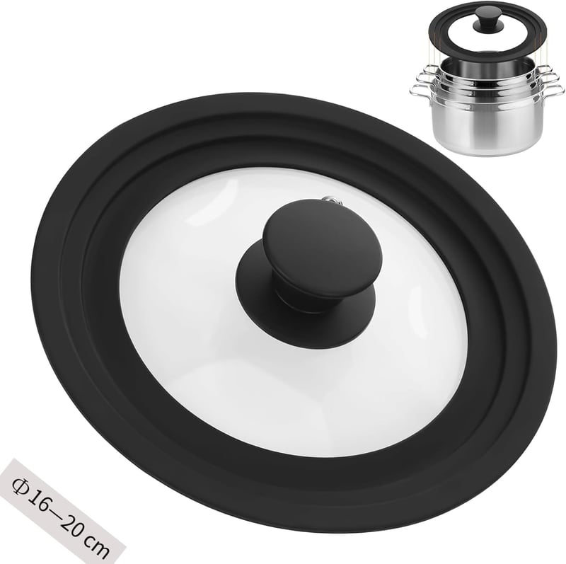 Zocipro Univerzális Üveg Fedő 16/18/20 cm Szilikon Peremmel Edényfedő