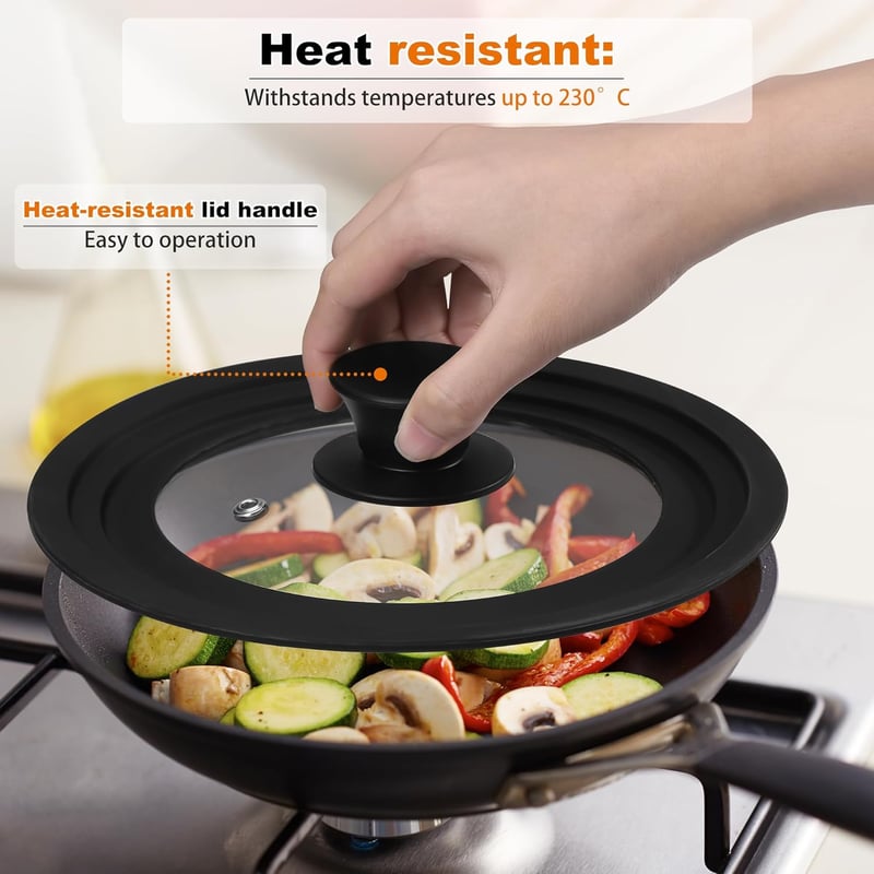 Zocipro Univerzális Üveg Fedő 16/18/20 cm Szilikon Peremmel Edényfedő