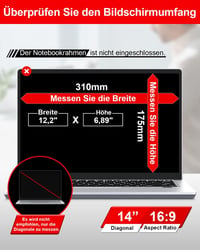ZOEGAA 14" 360° Laptop Adatvédelmi Fólia 16:9 Kékfény Szűrő Anti-Glare 2