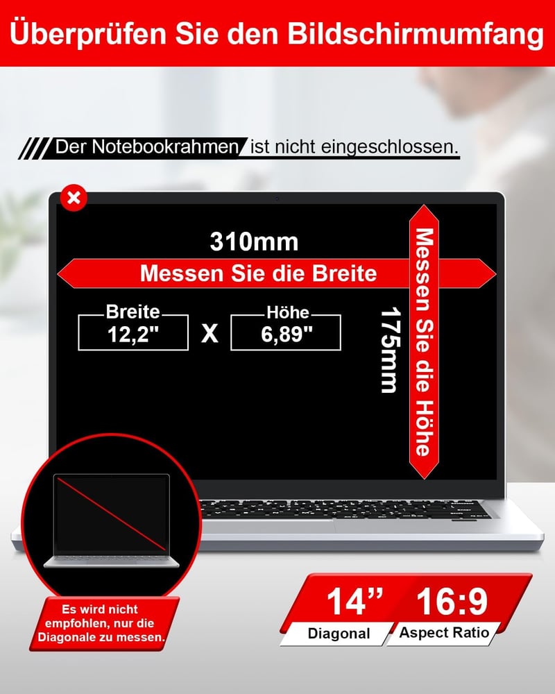 ZOEGAA 14" 360° Laptop Adatvédelmi Fólia 16:9 Kékfény Szűrő Anti-Glare
