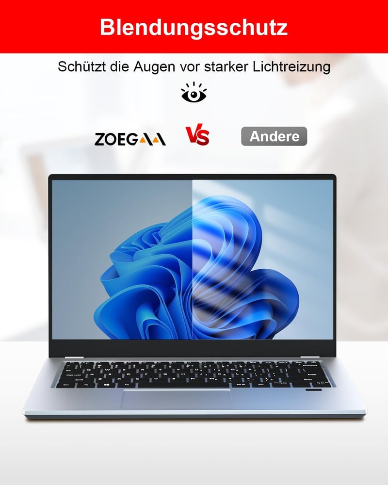 ZOEGAA 14" 360° Laptop Adatvédelmi Fólia 16:9 Kékfény Szűrő Anti-Glare