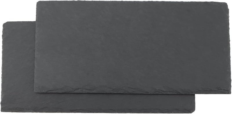 ZOENHOU 8 db fekete téglalap alakú pala tálaló lap 25 x 12 cm, szerviz tál alátét szusihoz és sajt kínáláshoz
