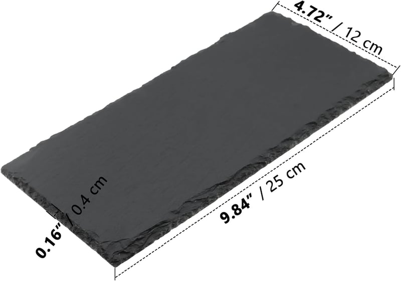 ZOENHOU 8 db fekete téglalap alakú pala tálaló lap 25 x 12 cm, szerviz tál alátét szusihoz és sajt kínáláshoz
