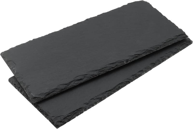 ZOENHOU 8 db fekete téglalap alakú pala tálaló lap 25 x 12 cm, szerviz tál alátét szusihoz és sajt kínáláshoz