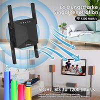 zoeyzoey 1200 Mbps WiFi erősítő, Dual Band WLAN repeater 5GHz és 2.4GHz, WPS funkcióval 6