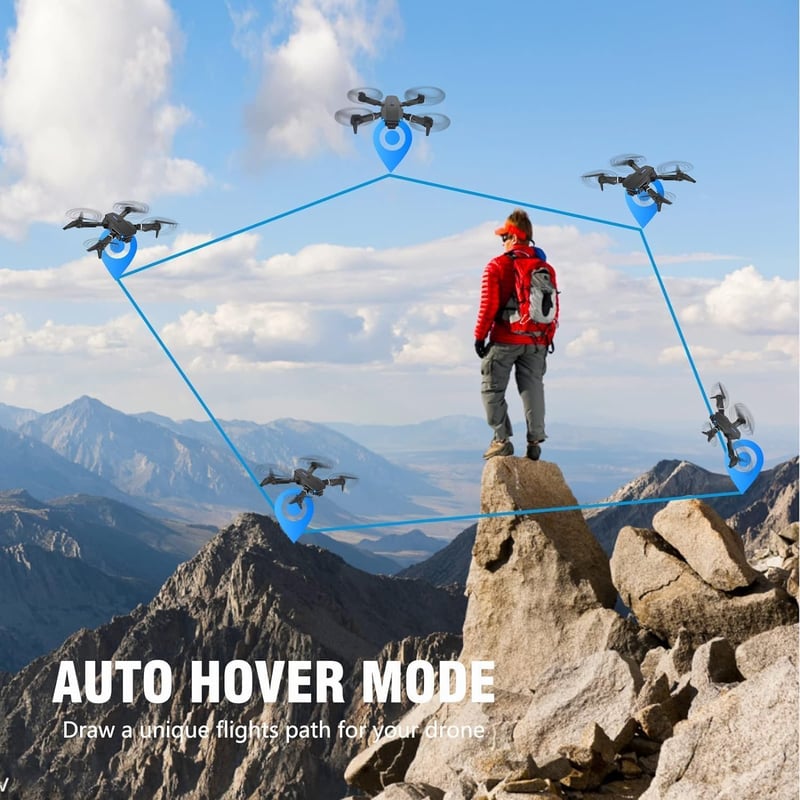 Zoeyzoey Összecsukható Drón HD 1080P Kamerával, Hosszú Repülési Idő, RC Quadcopter Táskával