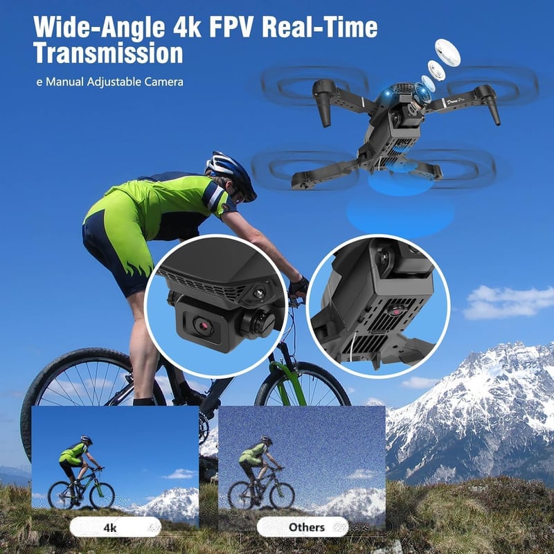 Zoeyzoey Összecsukható Drón HD 1080P Kamerával, Hosszú Repülési Idő, RC Quadcopter Táskával