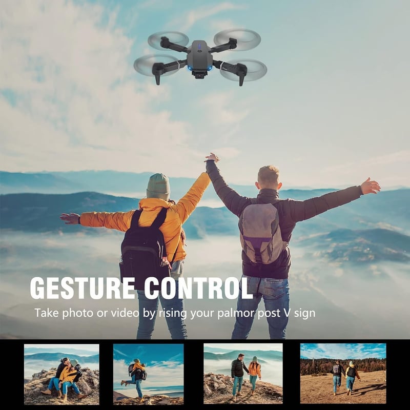 Zoeyzoey Összecsukható Drón HD 1080P Kamerával, Hosszú Repülési Idő, RC Quadcopter Táskával