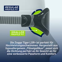Ochelari de înot Zoggs Tiger LSR+ Titanium pentru adulți - Regular Fit, protecție UV, tratament anti-aburire, curea cu reglare rapidă 4