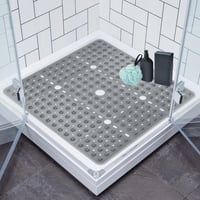 ZOKBOM protišmyková sprchová podložka 70x70 cm priehľadná sivá – štvorcová kúpeľňová podložka z PVC s prísavkami, rýchloschnúca, bez BPA 1