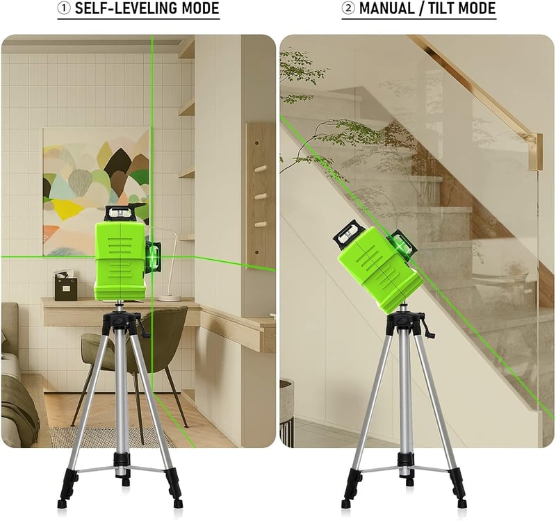 Zokoun GF120 Német Zöld Vonallézer Szintező - 360° Vízszintes és Függőleges Mérés, 5200mAh USB Tölthető Akkumulátor, Távirányítóval, Fém Ház
