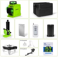 Zokoun GF120 Német Zöld Vonallézer Szintező - 360° Vízszintes és Függőleges Mérés, 5200mAh USB Tölthető Akkumulátor, Távirányítóval, Fém Ház 3