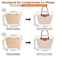 Organizér do kabelky ZOLGINAH pre Longchamp Le Pliage, viacvreckový plstený materiál, béžová farba, vysoká kapacita, veľkosť L 2