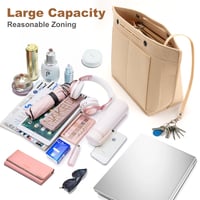 Organizér do kabelky ZOLGINAH pre Longchamp Le Pliage, viacvreckový plstený materiál, béžová farba, vysoká kapacita, veľkosť L 3