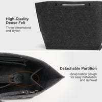 ZOLGINAH organizator za torbu Longchamp Le Pliage veličine M, od filca, tamnosive boje, višenamjenski organizator za ručnu torbu velikog kapaciteta, 26x23x13 4