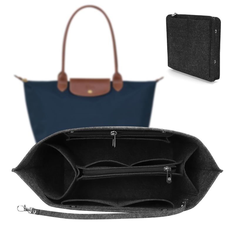 ZOLGINAH organizator za torbu Longchamp Le Pliage veličine M, od filca, tamnosive boje, višenamjenski organizator za ručnu torbu velikog kapaciteta, 26x23x13