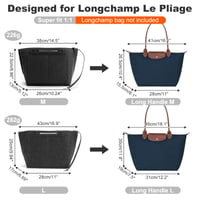 ZOLGINAH organizator za torbu Longchamp Le Pliage veličine M, od filca, tamnosive boje, višenamjenski organizator za ručnu torbu velikog kapaciteta, 26x23x13 2