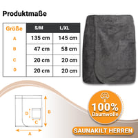 Pánsky saunový kilt ZOLLNER vo viacerých farbách s elastickým pásom na suchý zips, veľkosť L/XL 5