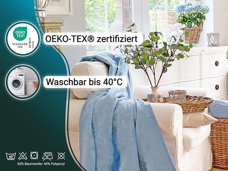 Zollner Gyapjú Takaró 150x200 cm vagy 220x240 cm Meleg Pokróc - 150 x 200 cm, Lightblue