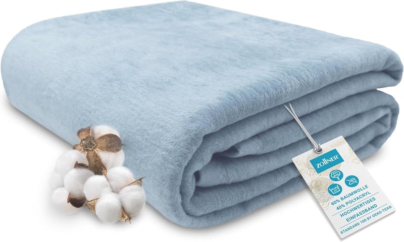 Zollner Gyapjú Takaró 150x200 cm vagy 220x240 cm Meleg Pokróc - 150 x 200 cm, Lightblue
