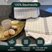 ZOLLNER Set kuhinjskih krpa 10 komada, pamuk, 50x70 cm, sivo-bijeli karirani uzorak, super upijajuće i izdržljive krpe za suđe, perive na 95°C, ugostiteljska kvaliteta, OEKO-TEX certificirano 2