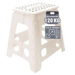 ZOLLNER sklopiva stolica za djecu i odrasle - visina 39 cm, bijela, nosivost 120 kg, protuklizna, lagana i prenosiva od plastike